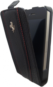 Чехол Ferrari Modena Collection для iPhone 4/4S Flip Grained Black Red (FEFLIP4BLR)